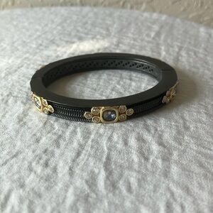 Felicia Bella: Hinged Metal Black/Gold tone accent bracelet